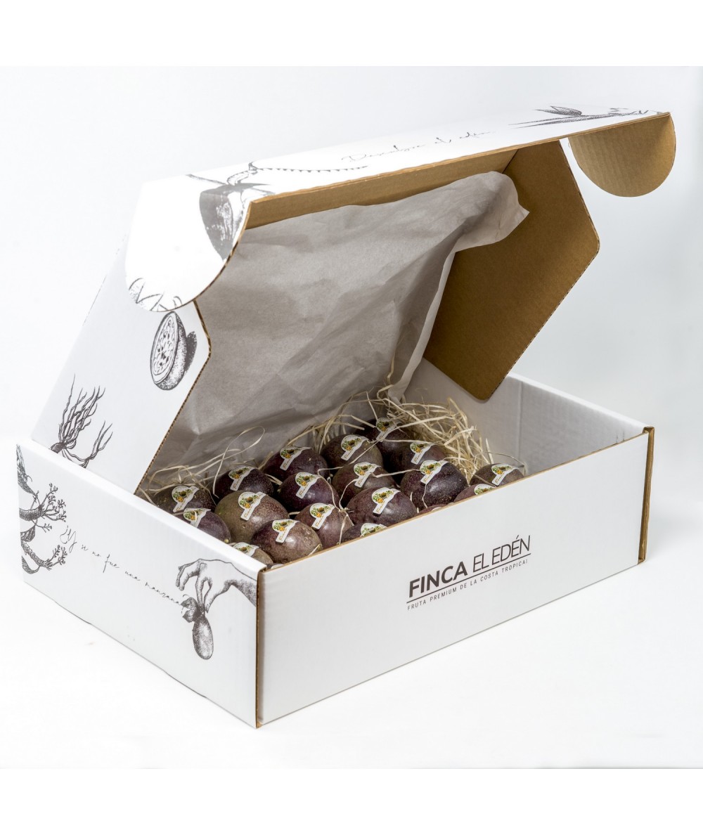 Maracuyá Purpura Bio (Origen: España)Maracuyá ecológica – Caja de 2 kg  Recién recolectada · Enviada lisa · Maduración natura...